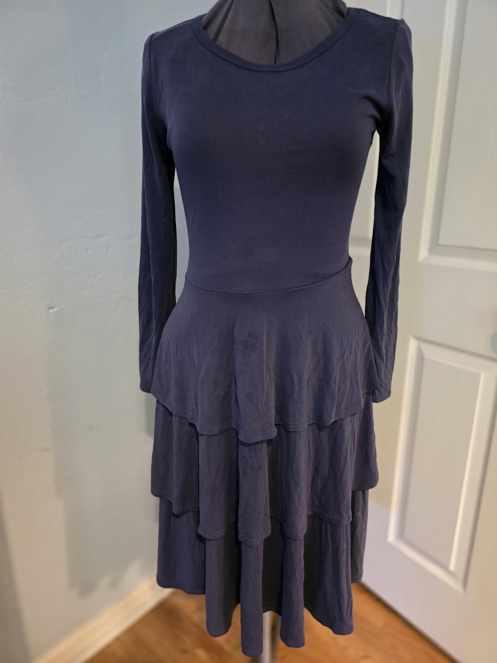 LuLaRoe Navy Long Sleeve Tiered Midi Dress